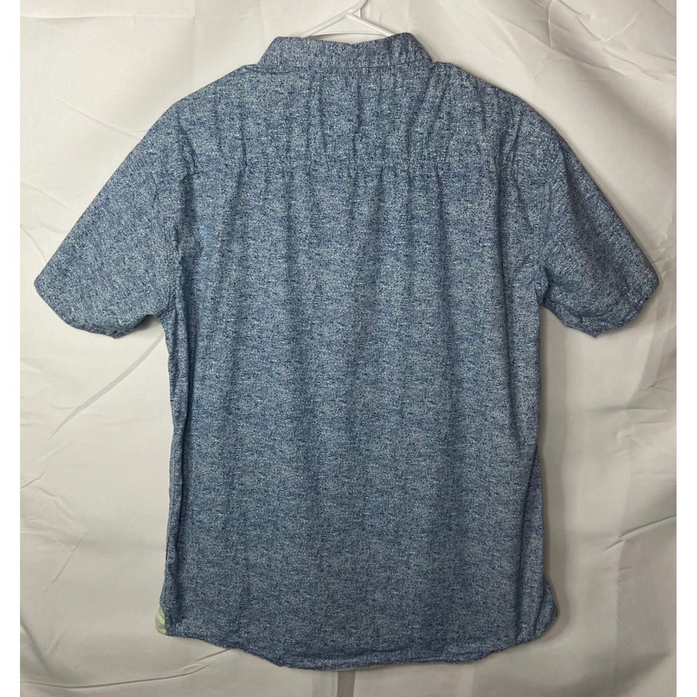 Eighth Avenue Mens XL Blue White Speckled Cotton Short‎ Sleeve Button Down Shirt - Picture 10 of 10